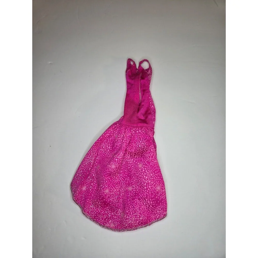 MATTEL BARBIE Pink w/ Silver Glitter Short in Front Long in Back DRESS